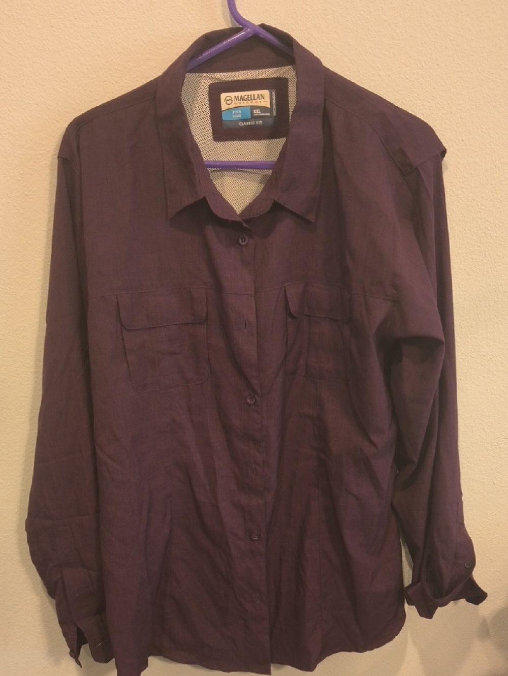 Magellan Outdoors Men's Purple Long-Sleeve Button-Down Shirt XXL